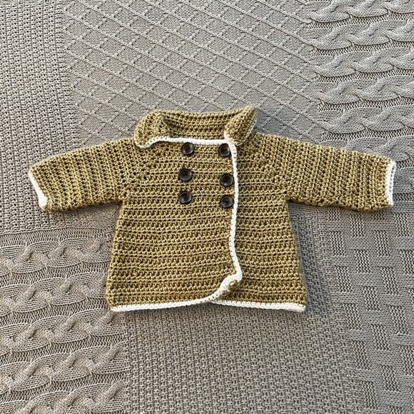 Handmade Double Breasted Baby Sweater ~ 0/3M - Picture 1 of 11